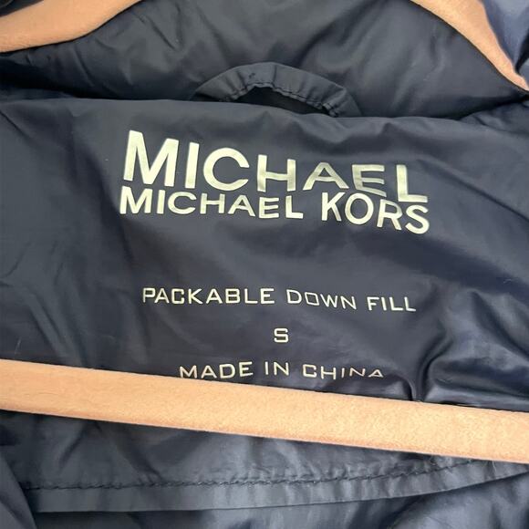 Michael Michael Kors Packable Down Coat - Size S Navy Blue - Picture 3 of 6